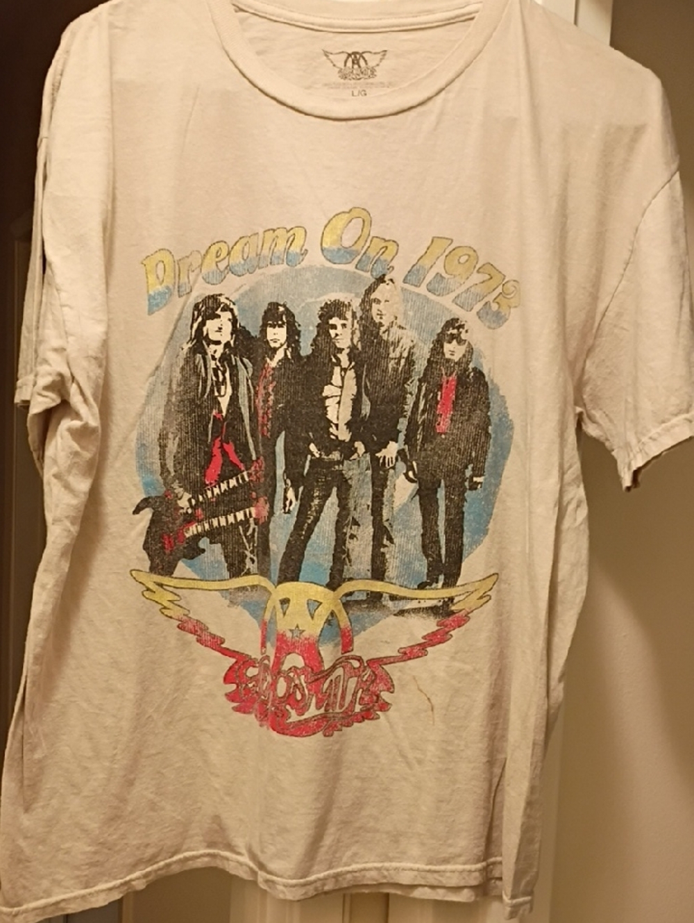 Aerosmith 'Dream On 1973' Vintage Style White Graphic Tee - Men XL